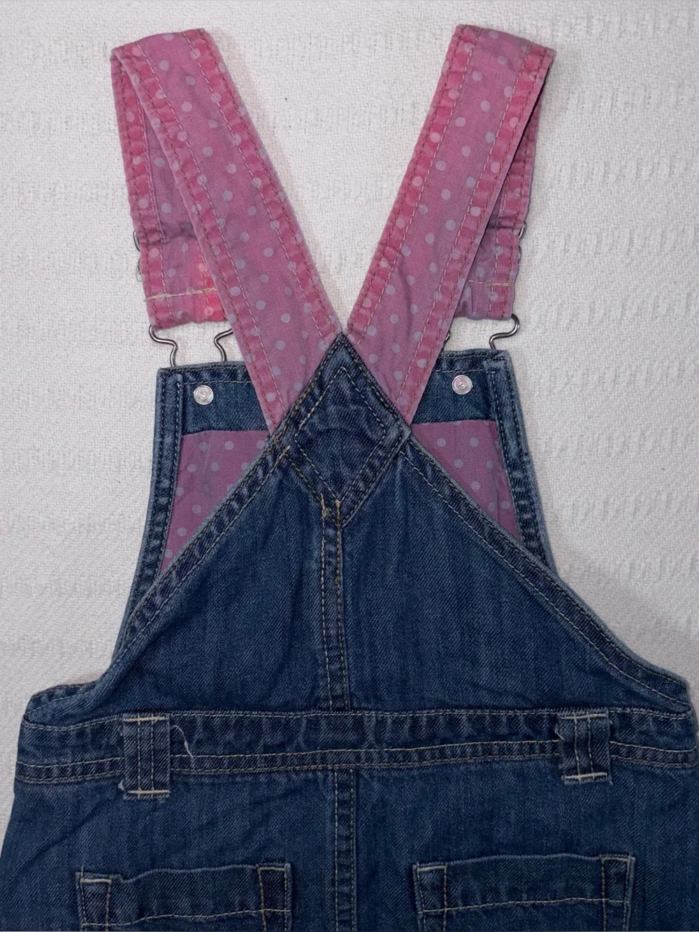 Vintage OshKosh B'gosh Girls Denim Embroidered Overall Skirt Size 4T Cotton
